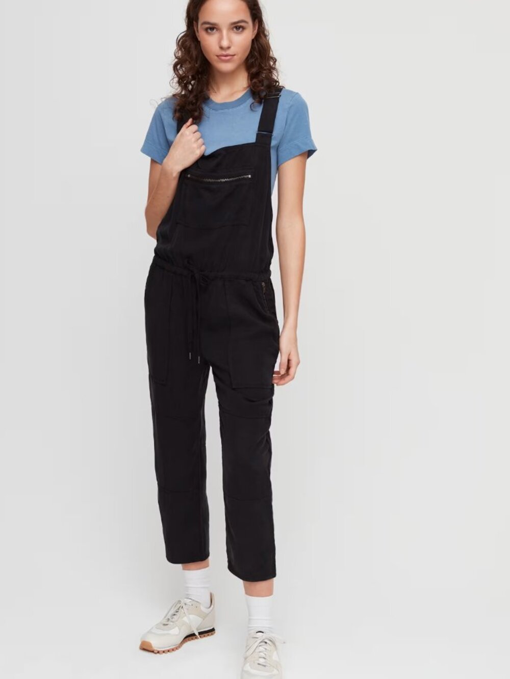 Aritzia Wilfred Free Valletta Cropped Twill Overalls Women's XXS Black Casual